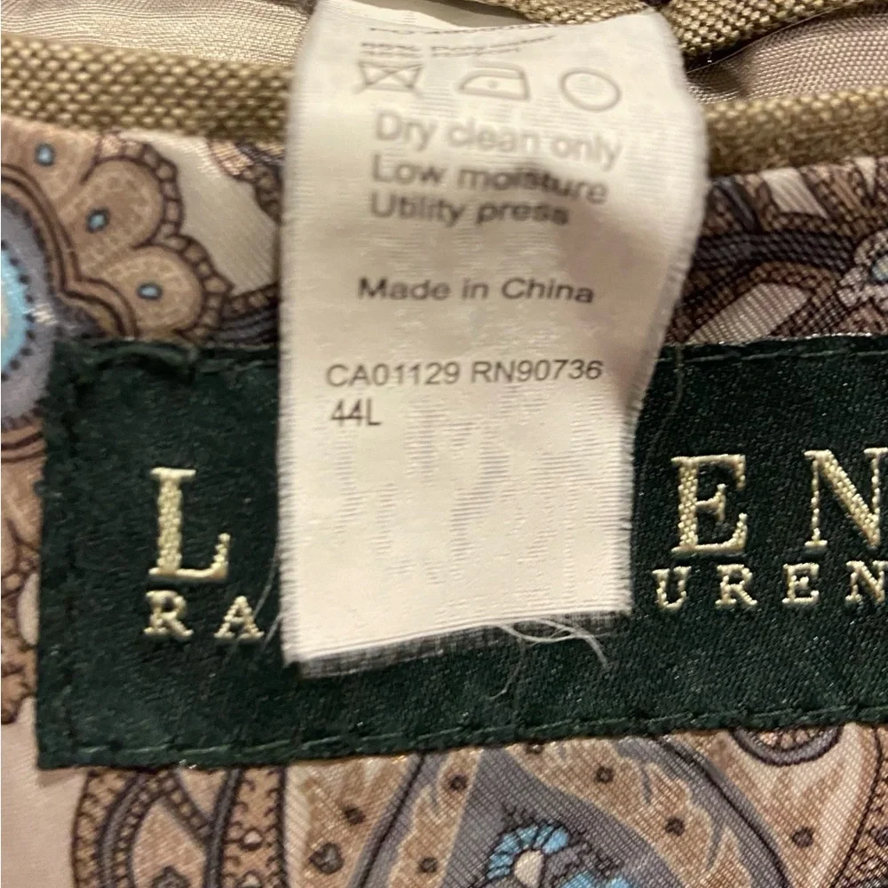 Lauren Ralph Lauren Blazer Men 44L Tan Wool Stretch Classic Career Jacket